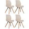 STUHL 4er Set Lederlook creme - Eukalyptusholzfarben/Creme, Holz/Textil (49/87.5/58cm) - CLP