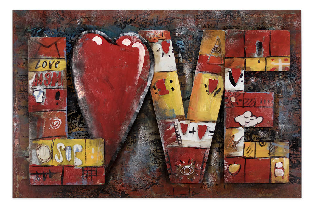 METALLBILD Rot 90/60 cm - Rot, Metall (4.5/60cm) - KUNSTLOFT