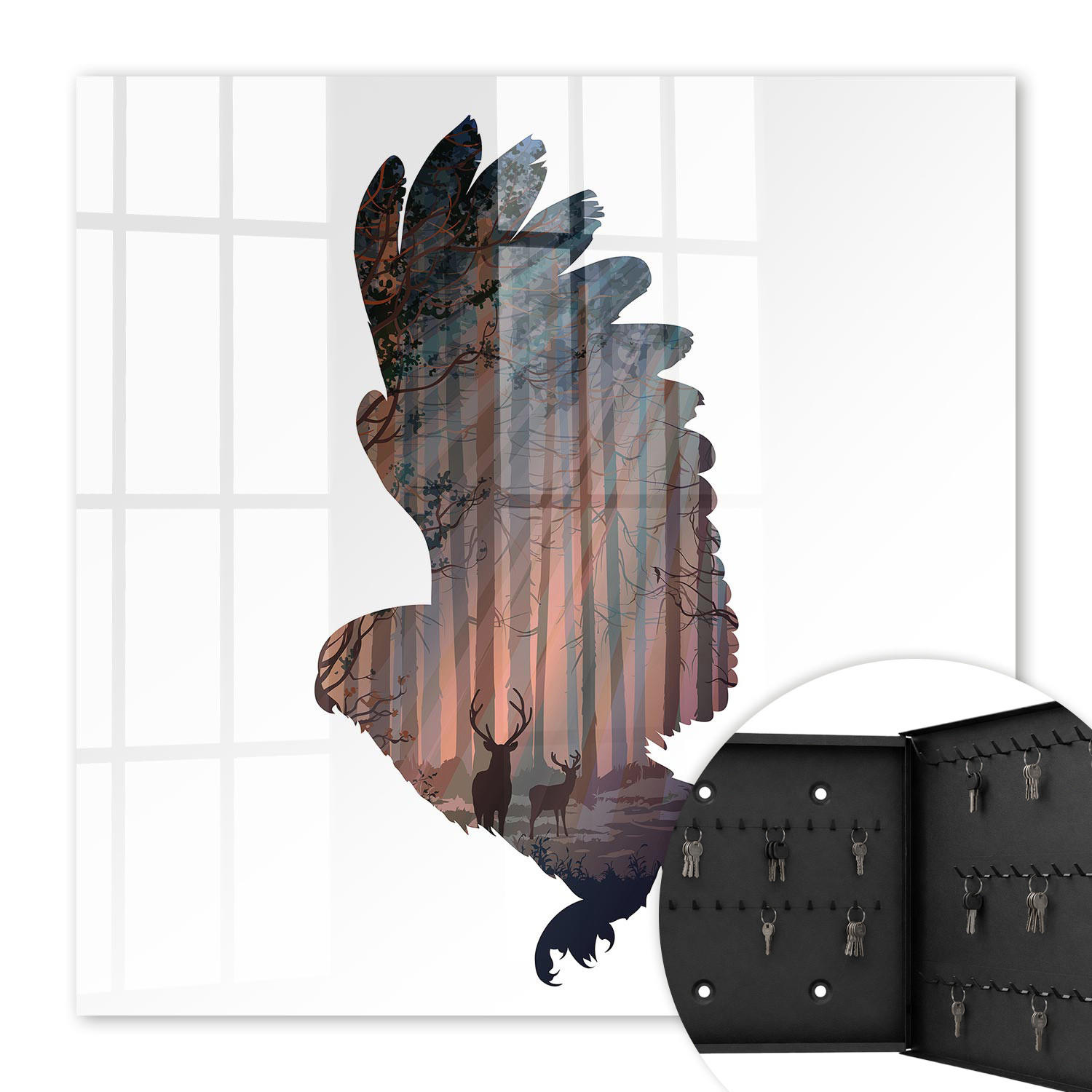 SCHLÜSSELBOX Schwarz 30x30 cm- Türöffnung nach rechts - Waldvogel - Braun, Metall (30/30/5cm) - TULUP