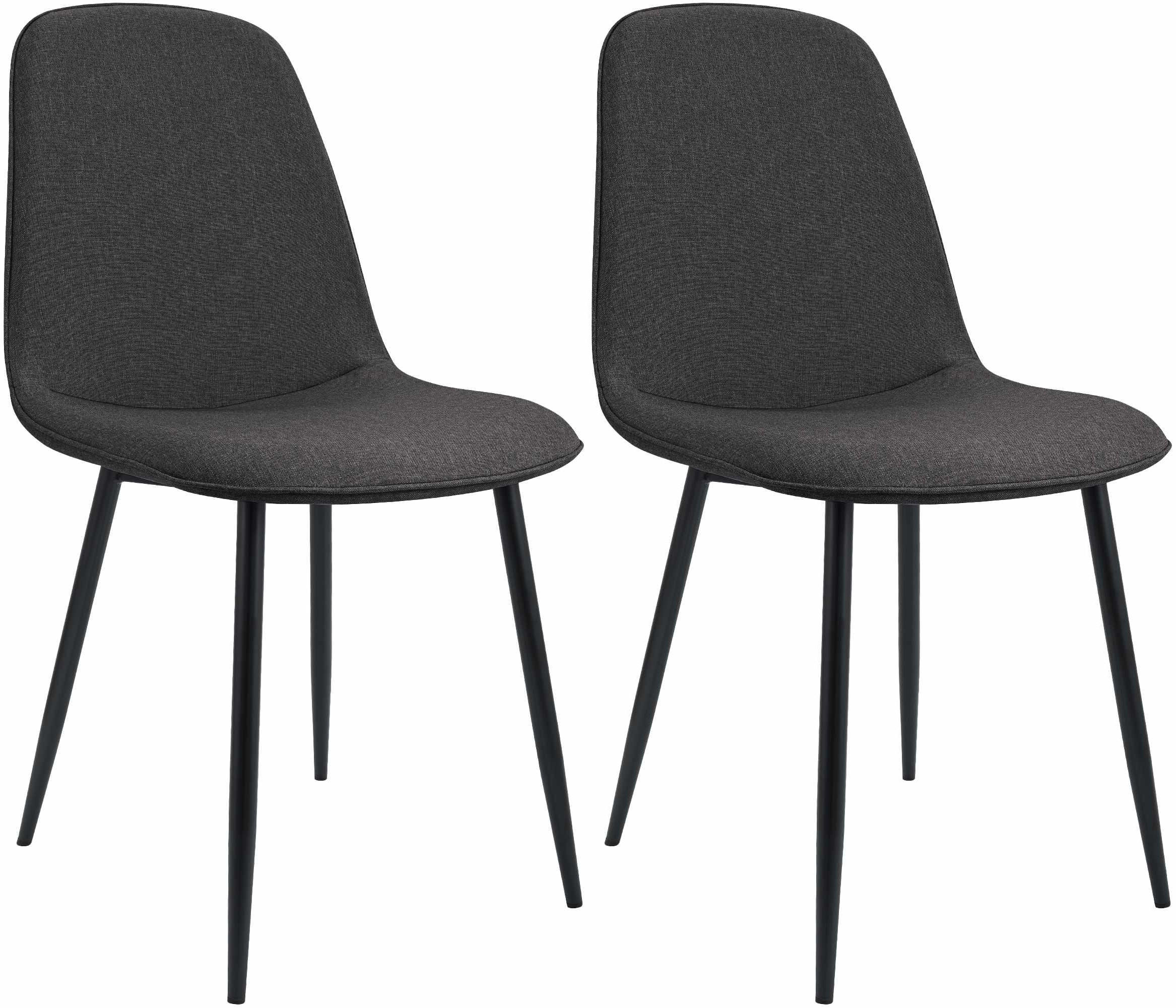 ESSZIMMERSTUHL 2er Set Stoff Dunkelgrau - Dunkelgrau/Schwarz, Textil/Metall (45/88/54cm) - CLP