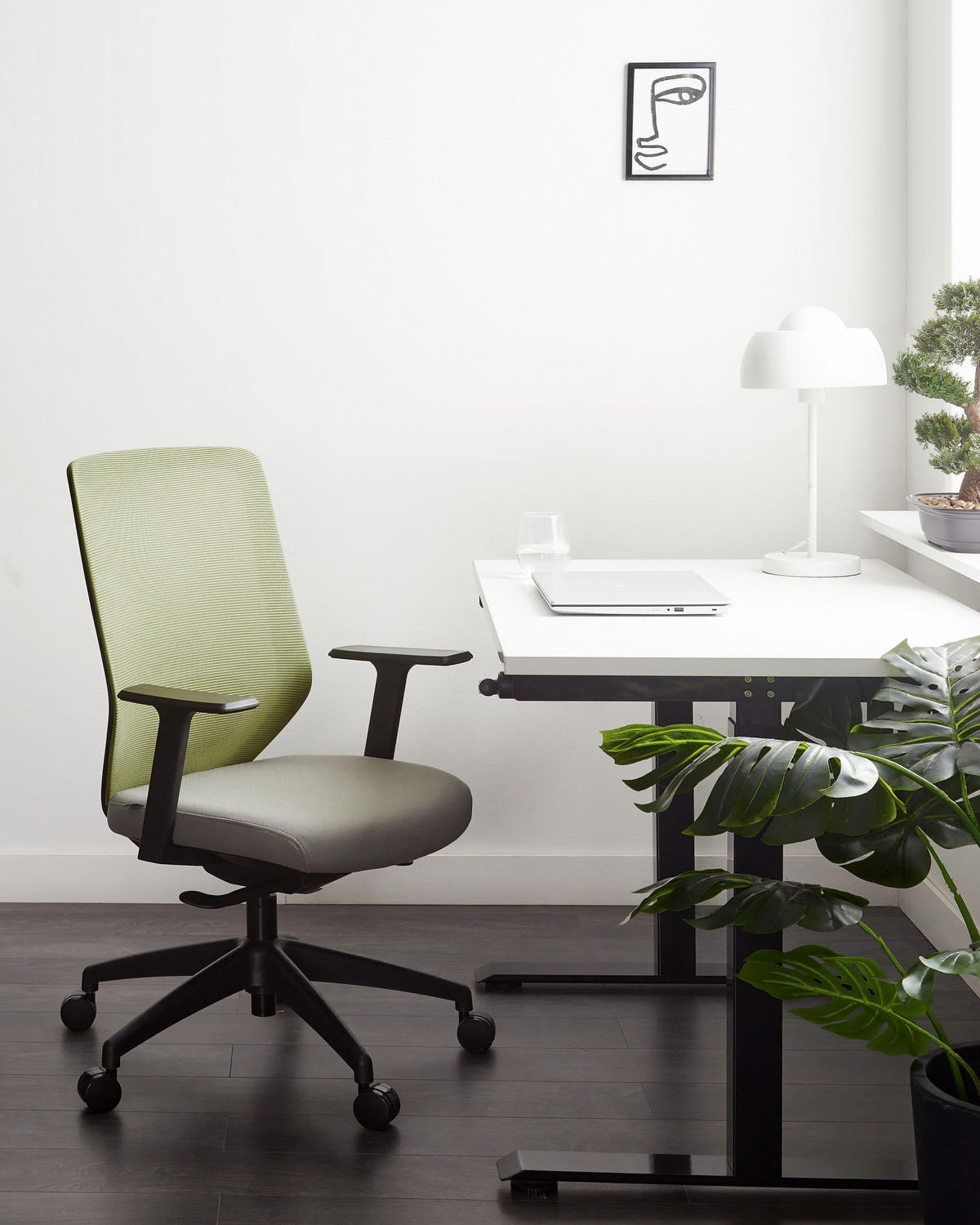 BÜROSTUHL Hellgrün Virtuoso - Schwarz/Grau, Textil (53/97/53cm) - Beliani