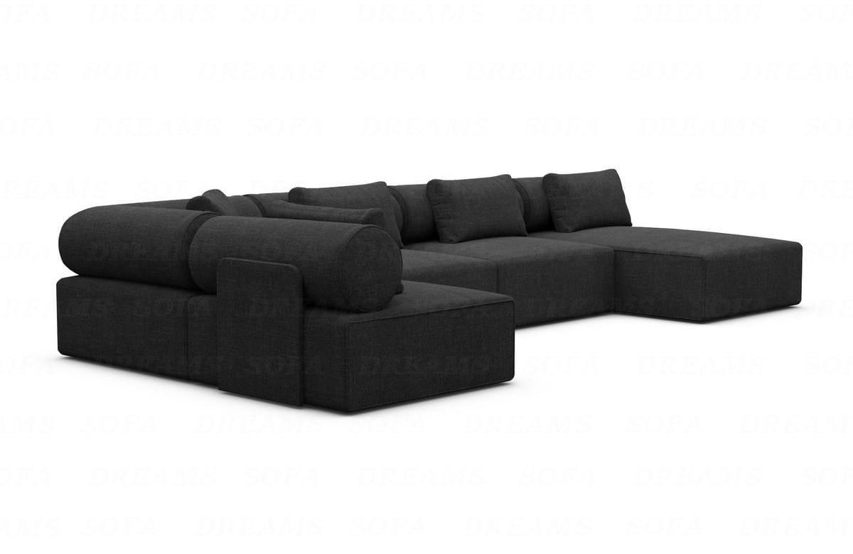 WOHNLANDSCHAFT Cipriani Schwarz Strukturstoff - Schwarz, Kunststoff (400/77/200cm)