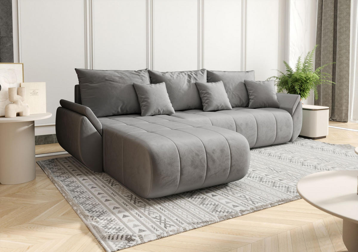 ECKSOFA mit Schlaffunktion TOKYO R Monolith 84 Rechts - Hellgrau, Textil (280/185cm) - Bedante