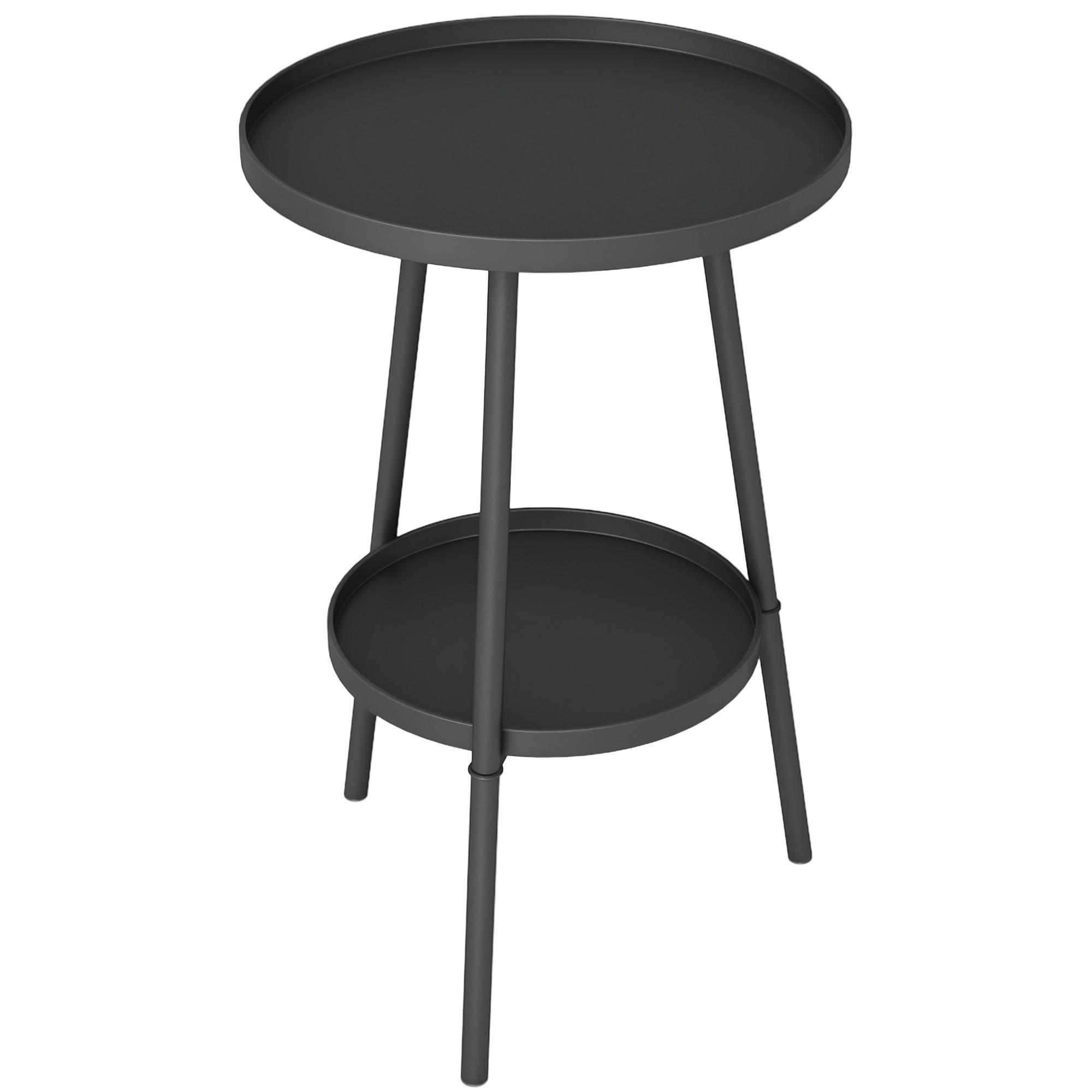 GARTENBEISTELLTISCH DE-14112 2 Ebenen Schwarz - Schwarz, Metall (32/32/51cm) - ComfortXL
