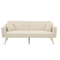 SCHLAFSOFA Lammwollstoff mit verstellbarer Rückenlehne und Seitentaschen Beige 175/64/72 cm - Beige, Textil (64/72/175cm) - Redom