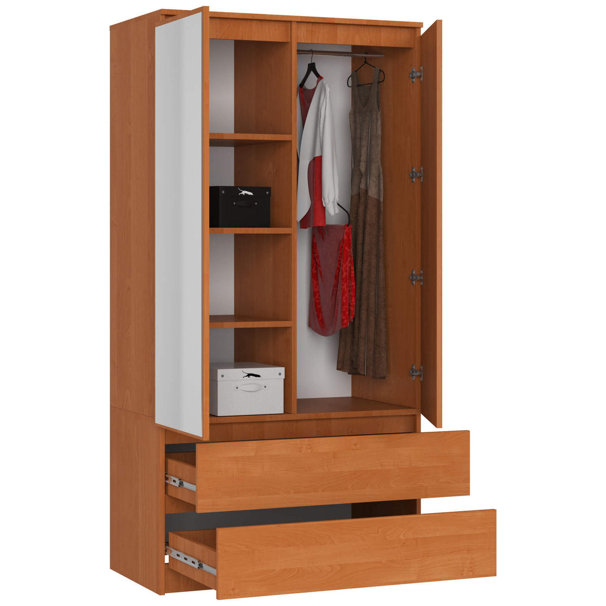 KLEIDERSCHRANK mit Spiegel Erlefarben 180x51x90 cm - Erlefarben, Holzwerkstoff (90/180/51cm) - Akord