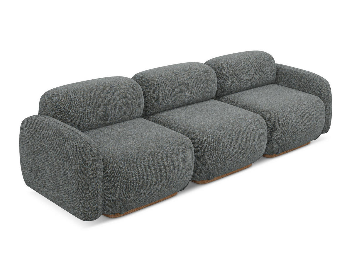 4-SITZER-SOFA Strukturstoff Stoff Grau - Dunkelgrau/Braun, Holz/Textil (270/73/95cm) - Makamii