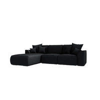 ECKSOFA GUSTO Cordstoff Schwarz Links inkl. Schlaffunktion - Chromfarben/Schwarz, Kunststoff/Textil (295/194cm) - 99rooms