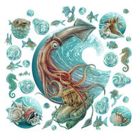 WANDAUFKLEBER 80x77cm - Unterwasserwelt - Multicolor, Kunststoff (80/77/0.1cm) - Wallfluent