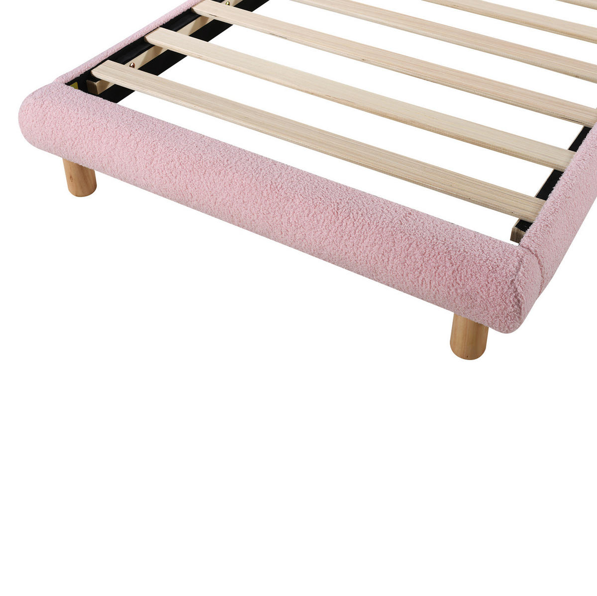 POLSTERBETT mit verstellbarem Kopfteil 90x200 cm Bouclé Rosa - Pink, Holzwerkstoff (90/200cm) - Beauniv