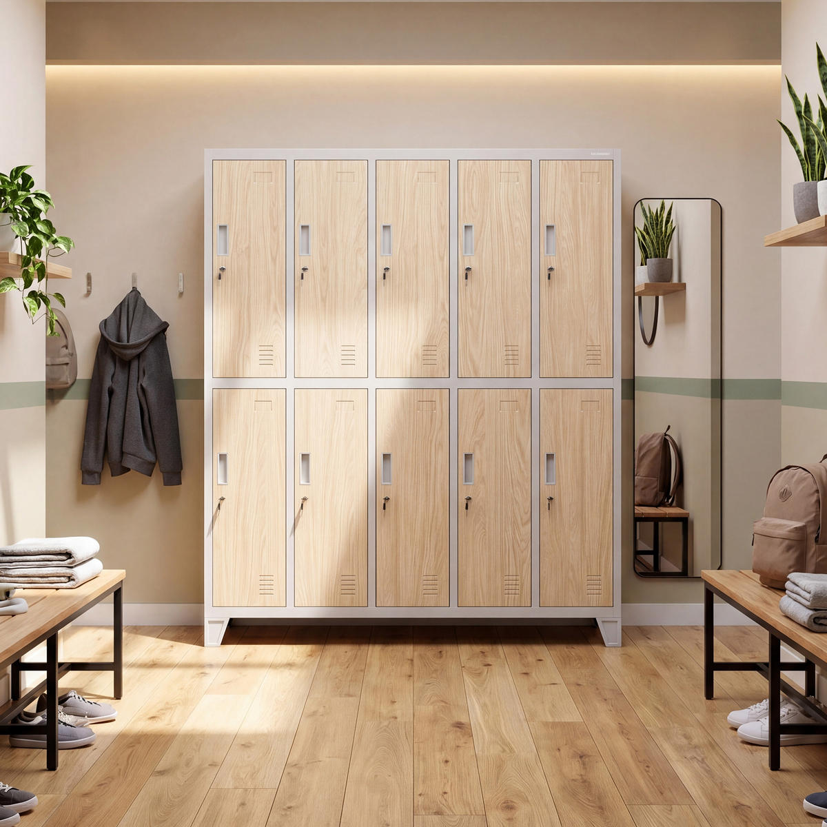 ARBEITSSCHUTZ-KLEIDERSCHRANK BARTEK 172 x 136 x 45 cm - Grau/Sonoma Eiche, Metall (136/172/45cm) - Jan Nowak