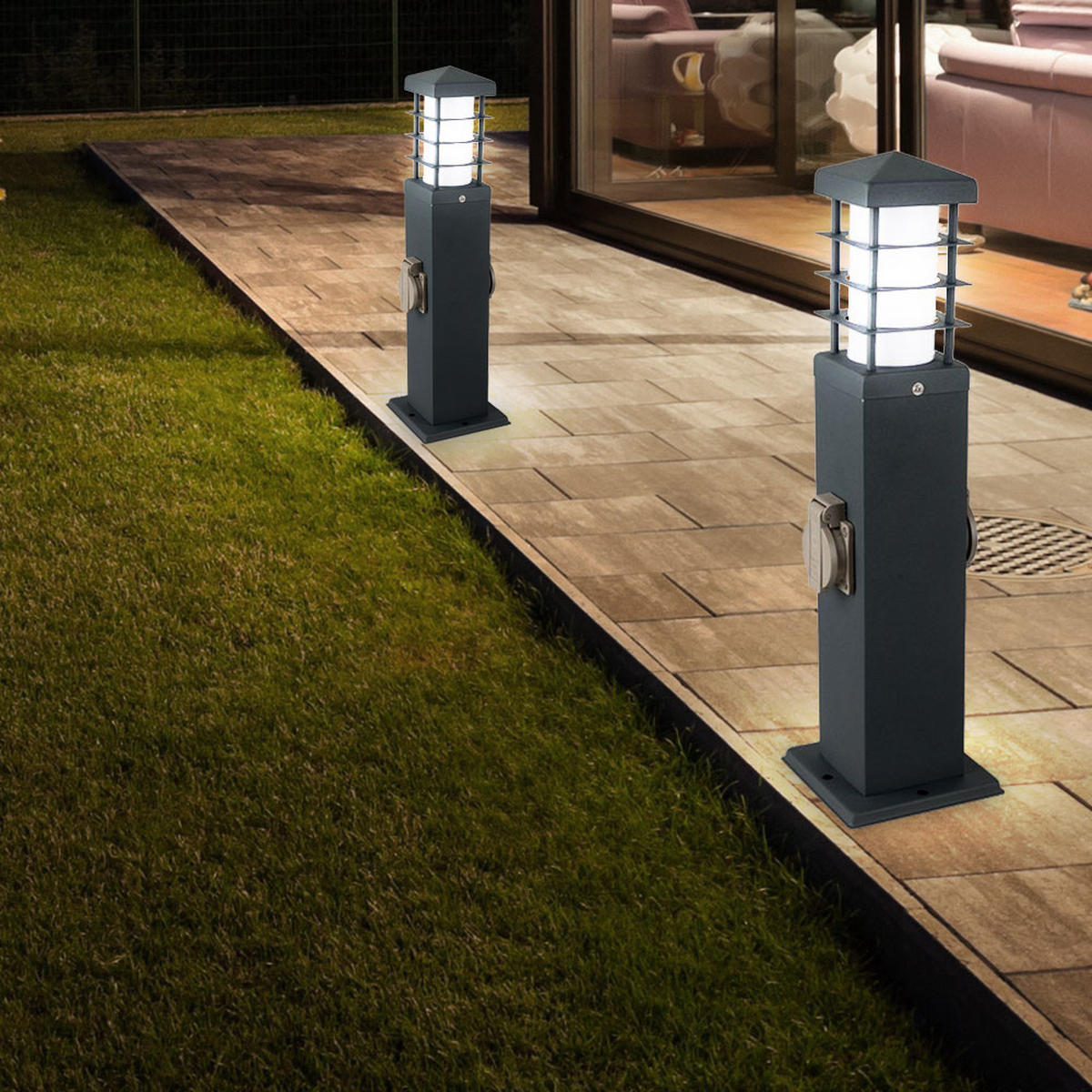 LED WEGELEUCHTE Edelstahl Anthrazit - Anthrazit, Metall (12.4/12.4/45cm)