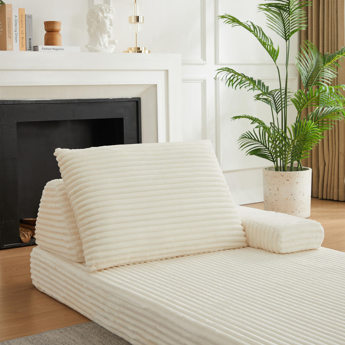 RÉCAMIERE 211 cm frei kombinierbar mit dreieckigen Rückenlehnen, DE-42722, Beige - Beige, Textil (211.5/48/106.5cm) - ComfortXL