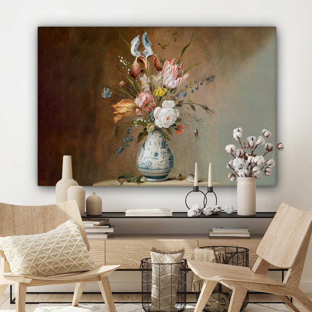 LEINWANDBILD Alte Meister - Blumen - Balthasar van der Ast XXL 150x100 cm - Hellbraun, Textil (150/100cm) - MuchoWow
