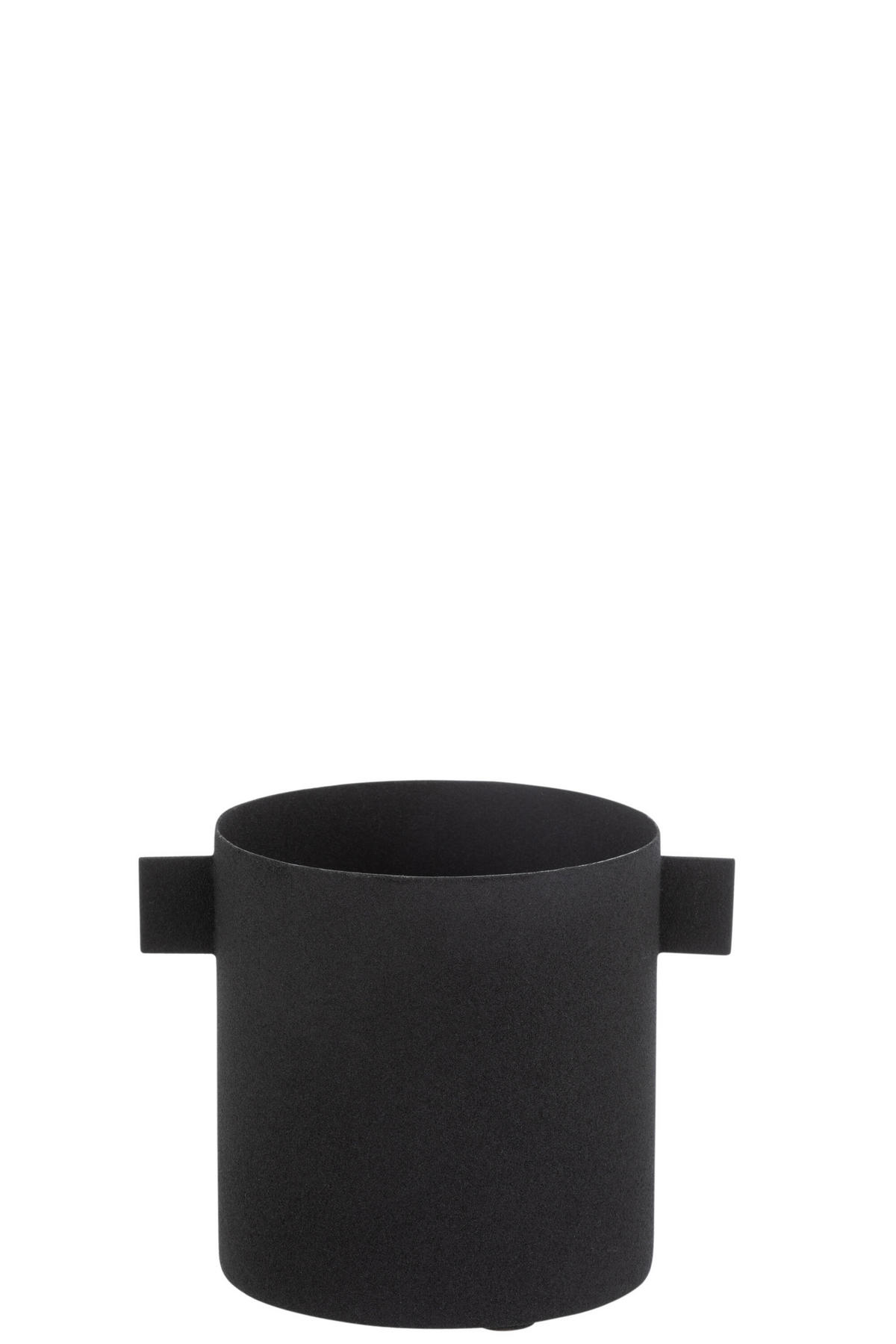 BLUMENTOPF RUND - Metall - Schwarz - S - 2er set - Ø 11 cm - Schwarz, Metall (11/12cm) - J-Line