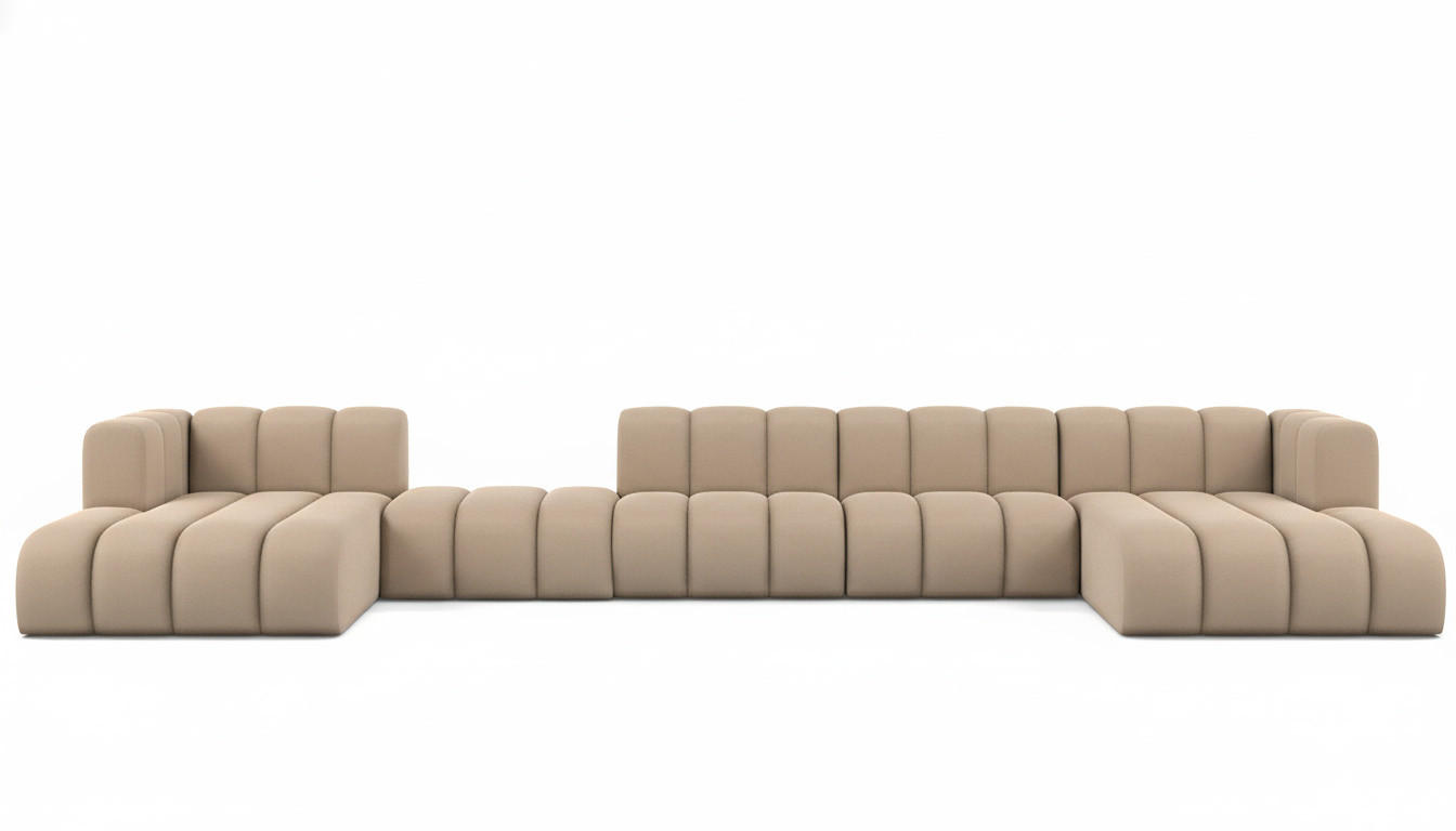 ECKSOFA U-Form Grand U Big XL 500 cm, Velourstoff Salvador, Beige - Beige, Holz (500/179cm) - Kaiser Möbel