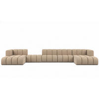 ECKSOFA U-Form Grand U Big XL 500 cm, Velourstoff Salvador, Beige - Beige, Holz (500/179cm) - Kaiser Möbel
