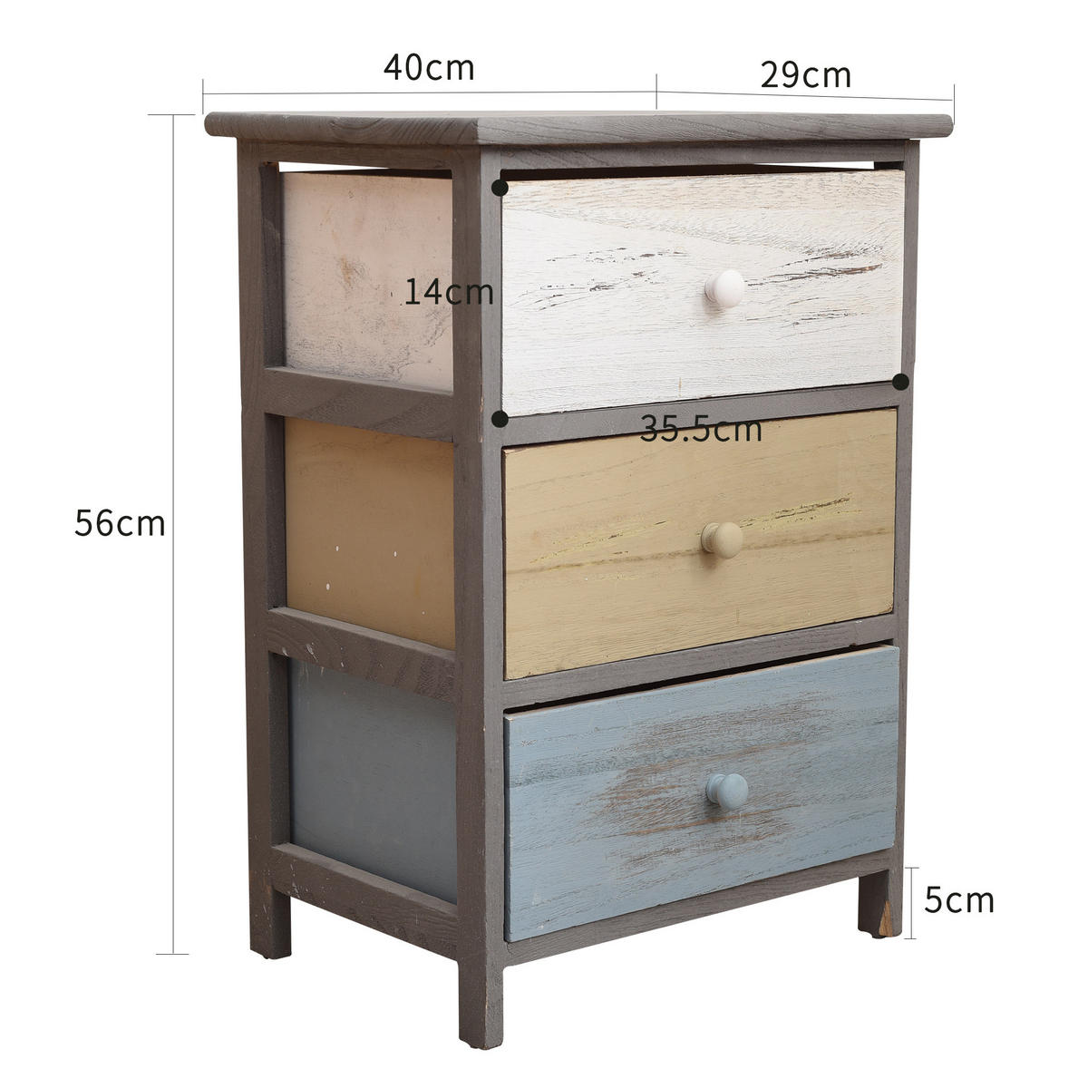 NACHTTISCH Grau 29/40/56 cm - Grau, Holz (29/56/40cm) - Mobili Rebecca