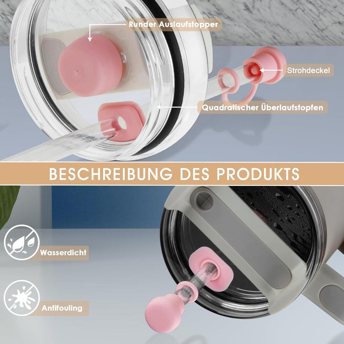 BECHERZUBEHÖR 6-teiliges Set Rosa - Rosa, Kunststoff (2/6.5/2cm)