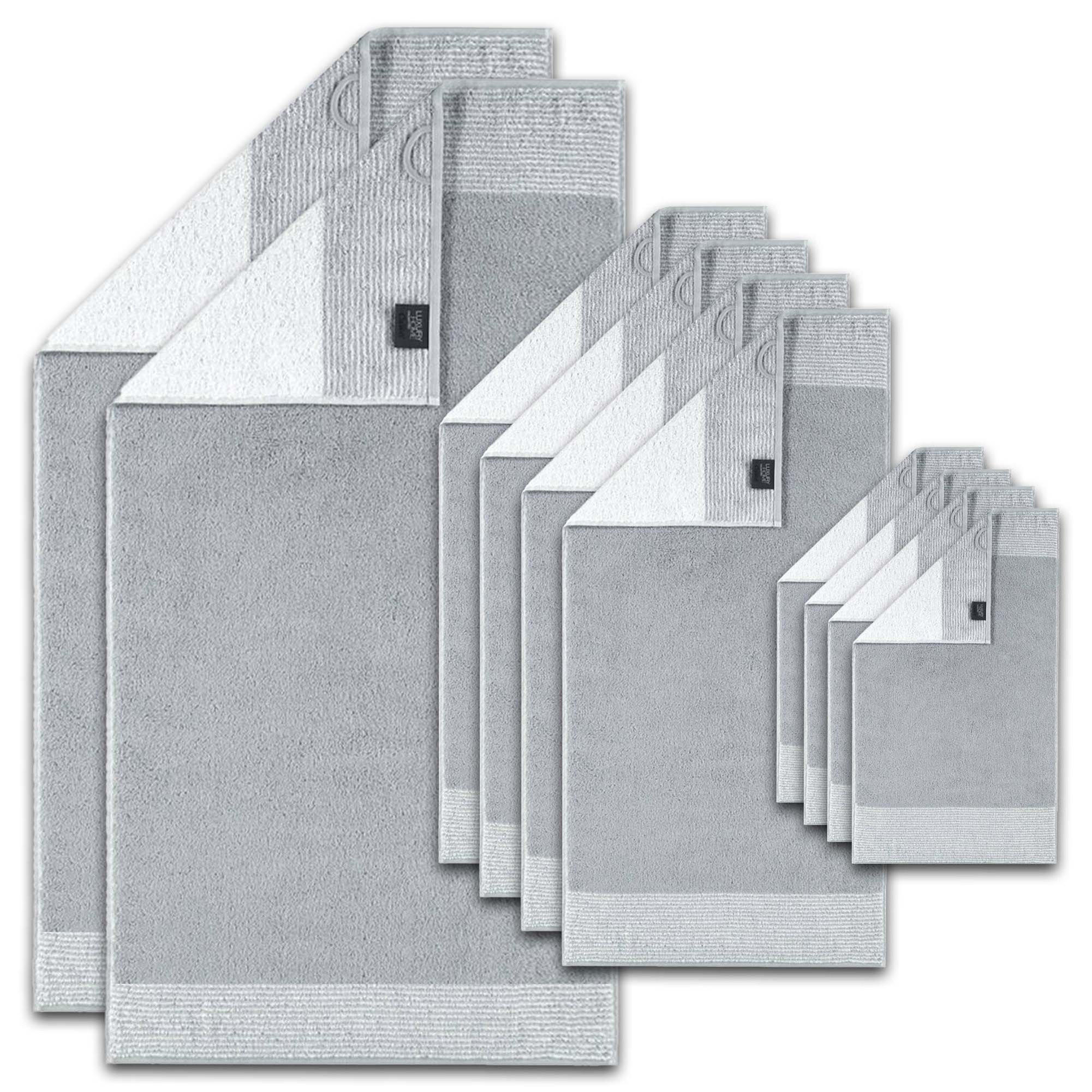 HANDTUCH Unisex Luxury Home C Two-Tone Grau Baumwolle 10er Pack - Platinfarben, Naturmaterialien (200/135cm) - Cawoe