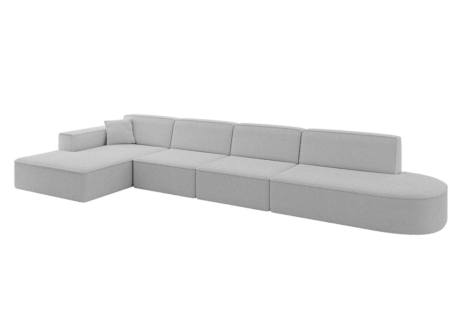 ALTDECOR ROHOVÁ SEDAČKA s otomanem vlevo IREA-L3-v4 – 412 x 165 x 77 cm světle šedá