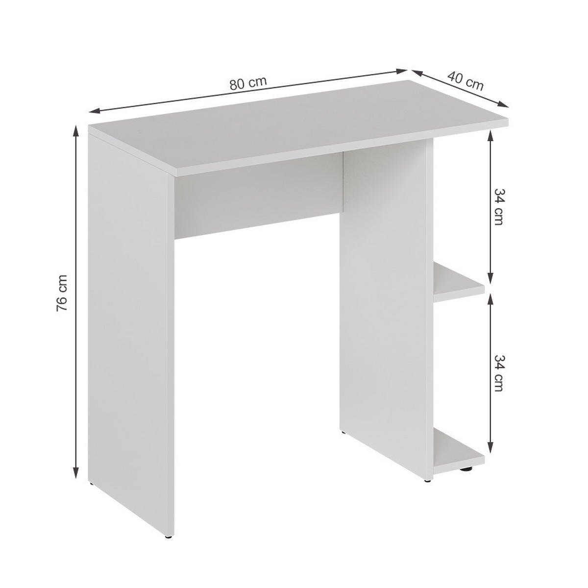 PSACÍ STŮL Simple Bílá - bílá, kompozitní dřevo (40/80/76cm) - Vicco