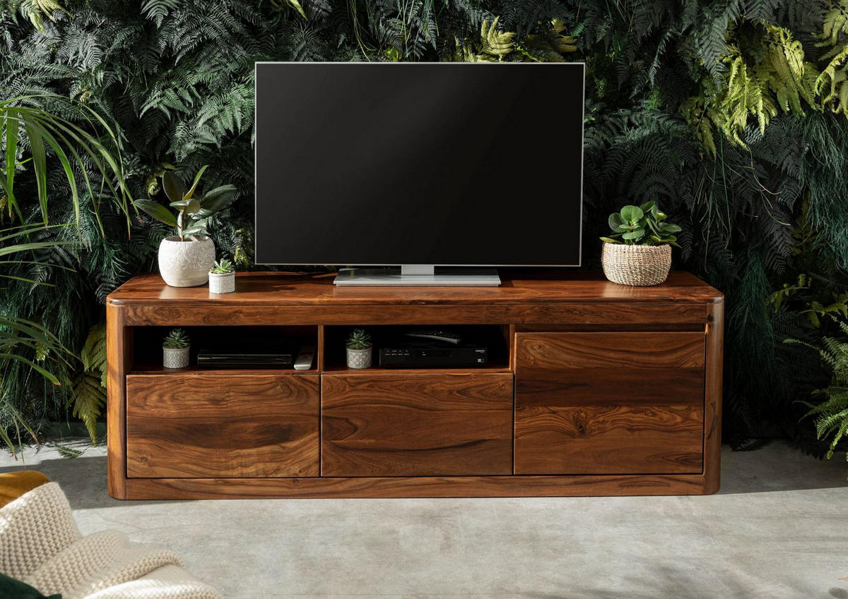 TV-BOARD Sheesham 178x40x58 walnuss gewachst TORONTO #220 - Walnussfarben, Holz (178/58/40cm) - Massivmoebel24