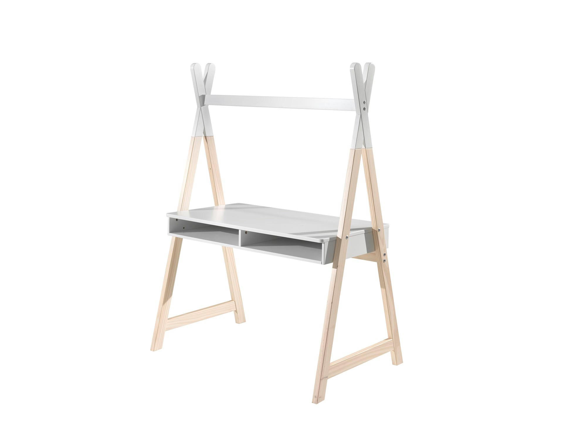 KINDERSCHREIBTISCH Karilynn 116x75x160 MDF+Massivholz Weiß - Weiß, Holzwerkstoff (75/160/116cm) - 58aufmkessel