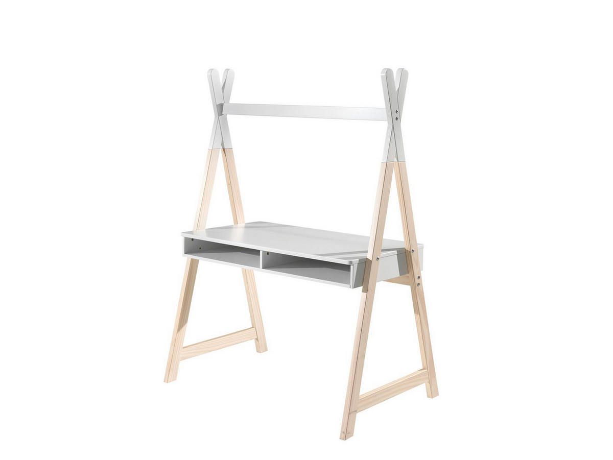 KINDERSCHREIBTISCH Karilynn 116x75x160 MDF+Massivholz Weiß - Weiß, Holzwerkstoff (75/160/116cm) - 58aufmkessel