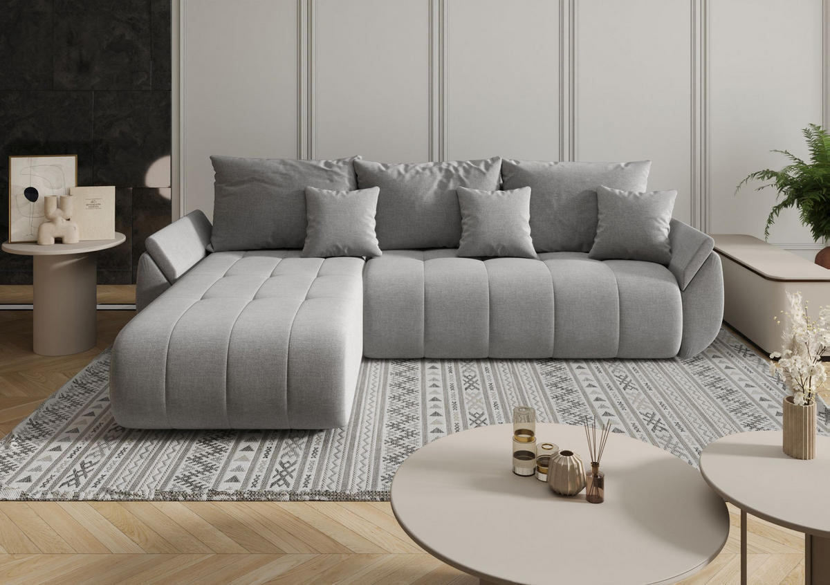 ECKSOFA mit Schlaffunktion TOKYO L Wind 21 - Braun/Grau, Textil (280/185cm) - Bedante