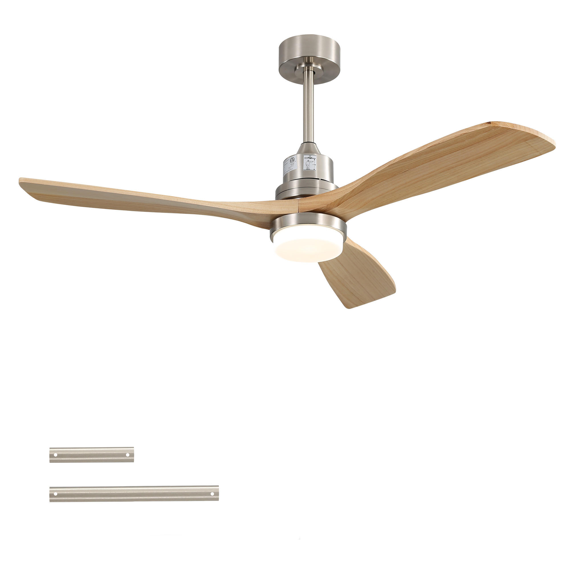 DECKENVENTILATOR DE-16195 52 Zoll mit dimmbarer LED & 3 Holzflügeln - Naturfarben, Holz/Metall (132/132/29cm) - ComfortXL