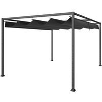 PERGOLA Pavilon polyester černý+šedý - černá, kov/plast (213/221/298cm) - Outsunny