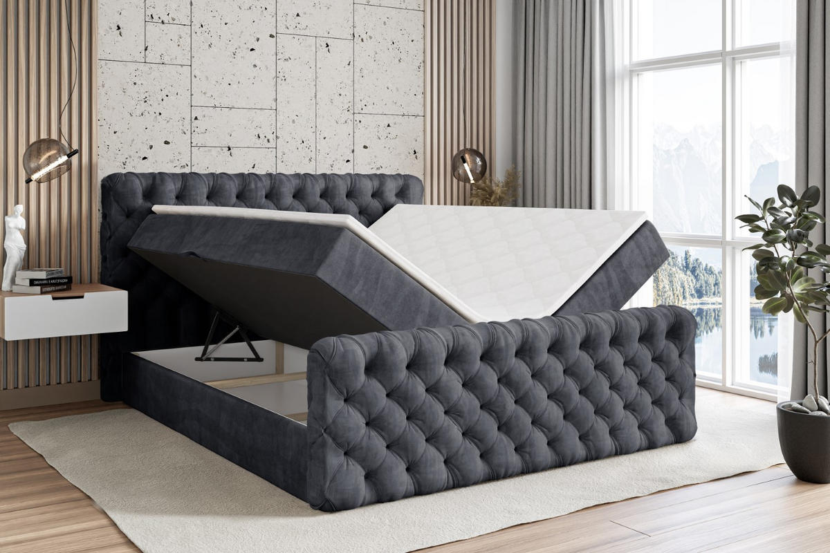BOXBETT BOXI8-Z - 140x200 cm - H3 - Dunkelgrau - Dunkelgrau, Holzwerkstoff (140/200cm) - ALTDECOR