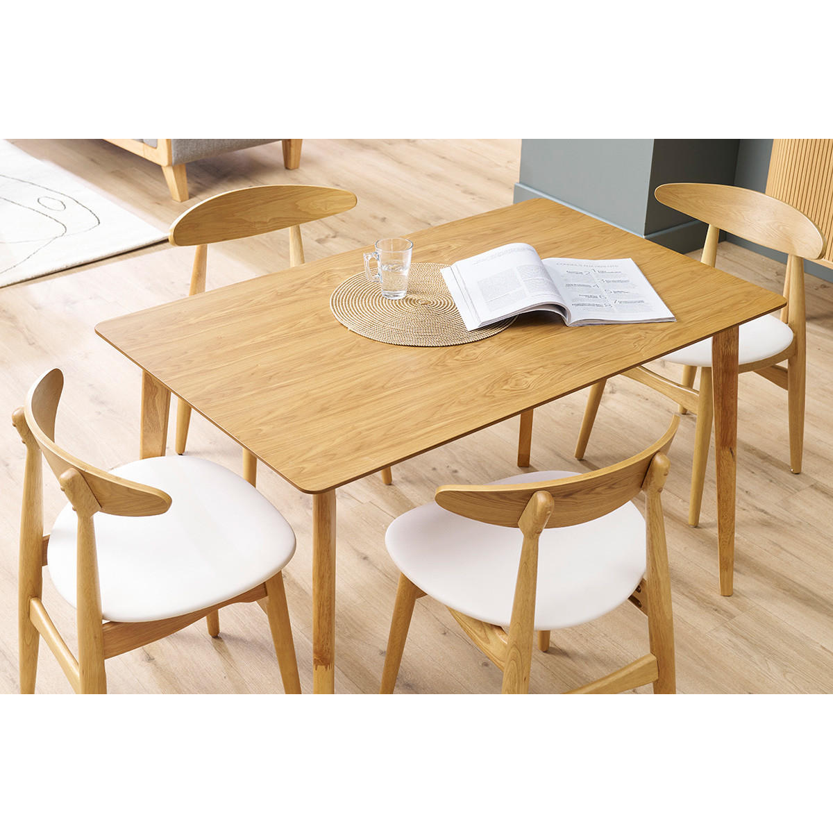 ESSTISCH Eschenfurnier B120 cm ELION - Grün, Holz (120/75/75cm) - Miliboo