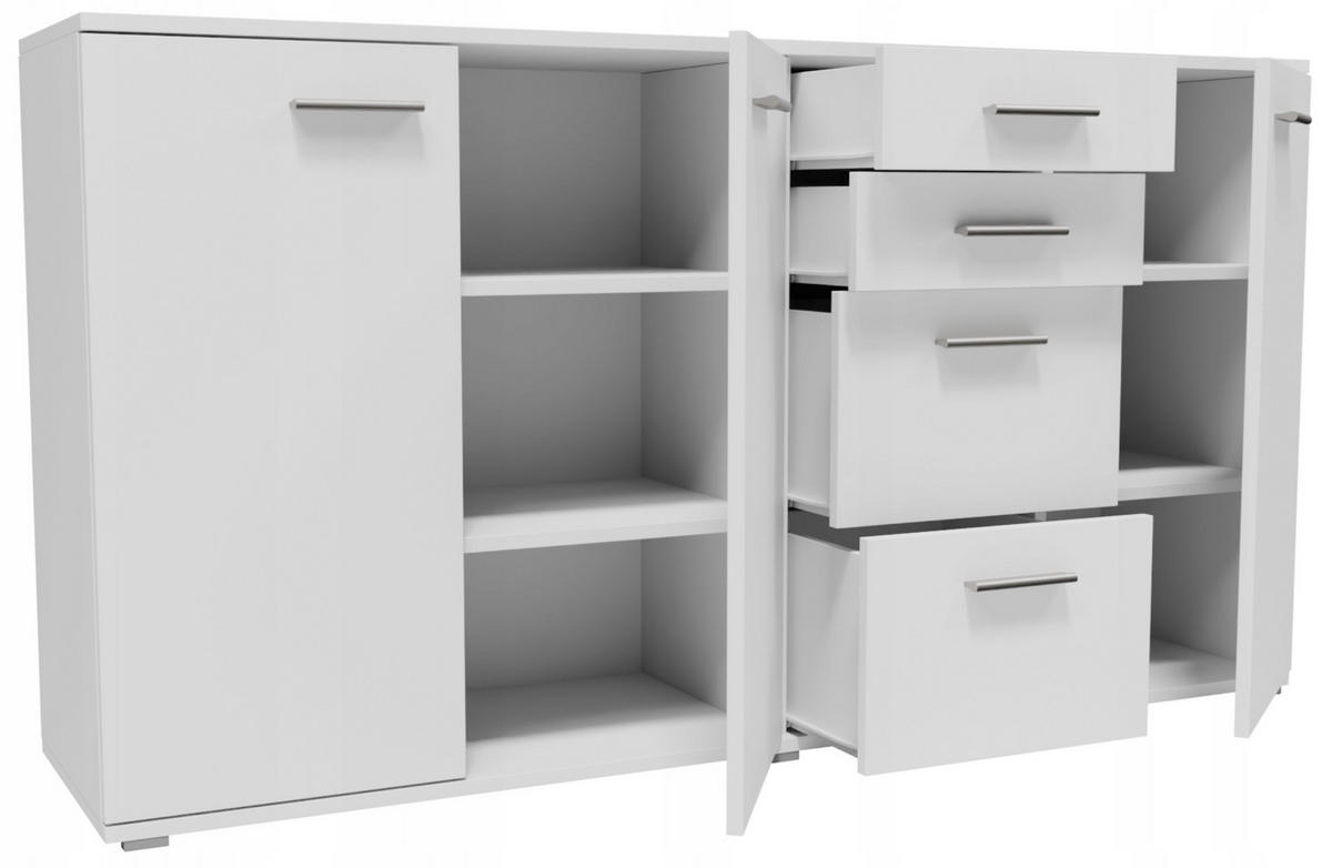 KOMMODE CR3-KD4 Weiß 137,8/34/73,5 cm - Weiß, Holzwerkstoff (137.8/73.5/34cm)