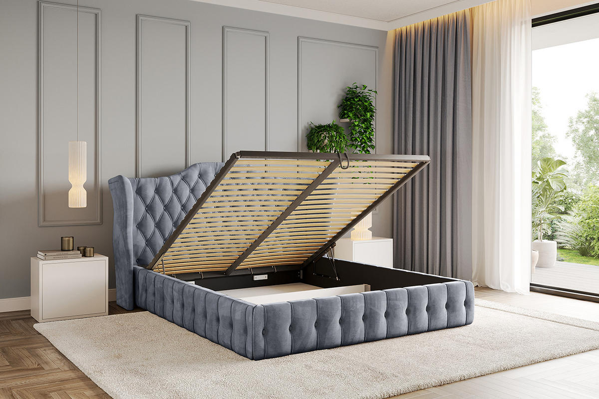 POLSTERBETT mit Bettkasten und Lattenrost, Boxbett ohne Matratze - MODY 180x200 Grau - Grau, Holzwerkstoff/Textil (180/200cm) - ALTDECOR
