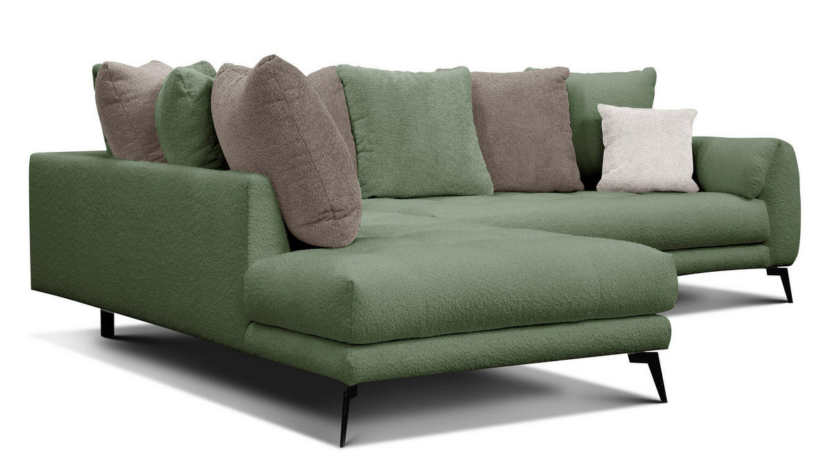 ECKSOFA CALME 5-Sitzer, olive und beige - Olivgrün, Holz/Textil (294/229cm) - Courtois Laville