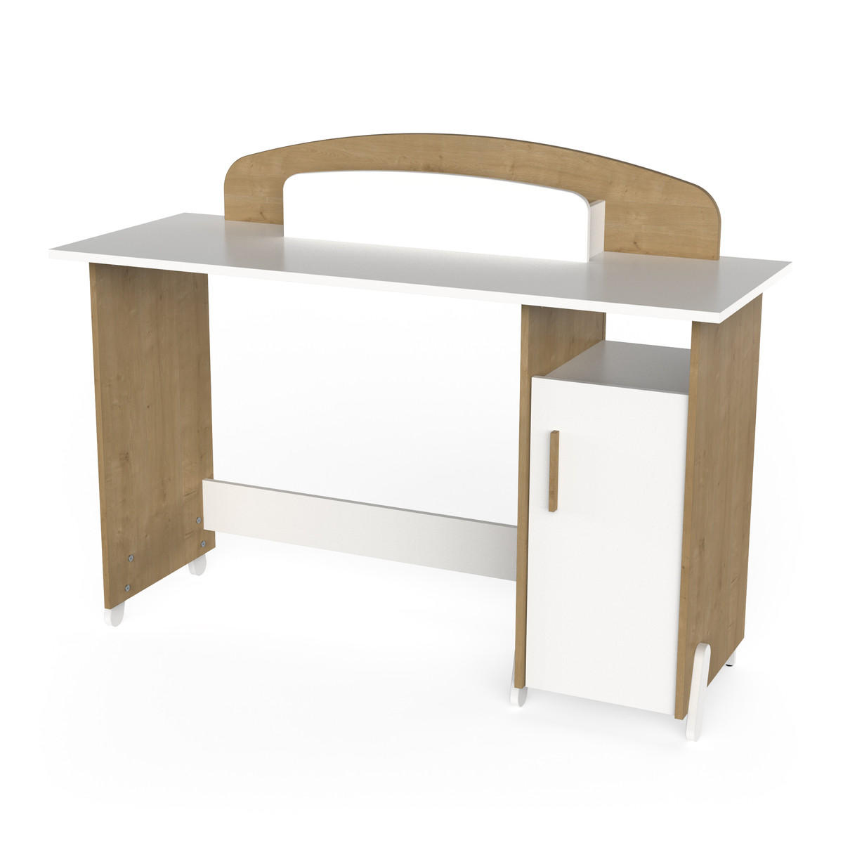 SCHREIBTISCH 1 Fach und 1 Tür B134,8 cm - NAILI - Weiß, Holzwerkstoff (50/103.4/52.5cm) - Calicosy