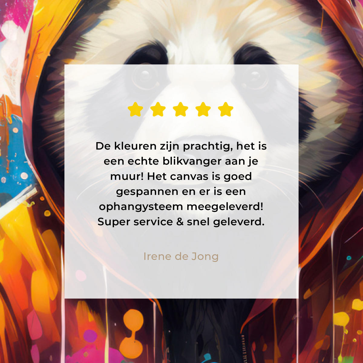 LEINWANDBILD Panda - Jacke - Graffiti - Orange Wandbilder 80x60 cm - Orange, Textil (80/60cm) - MuchoWow