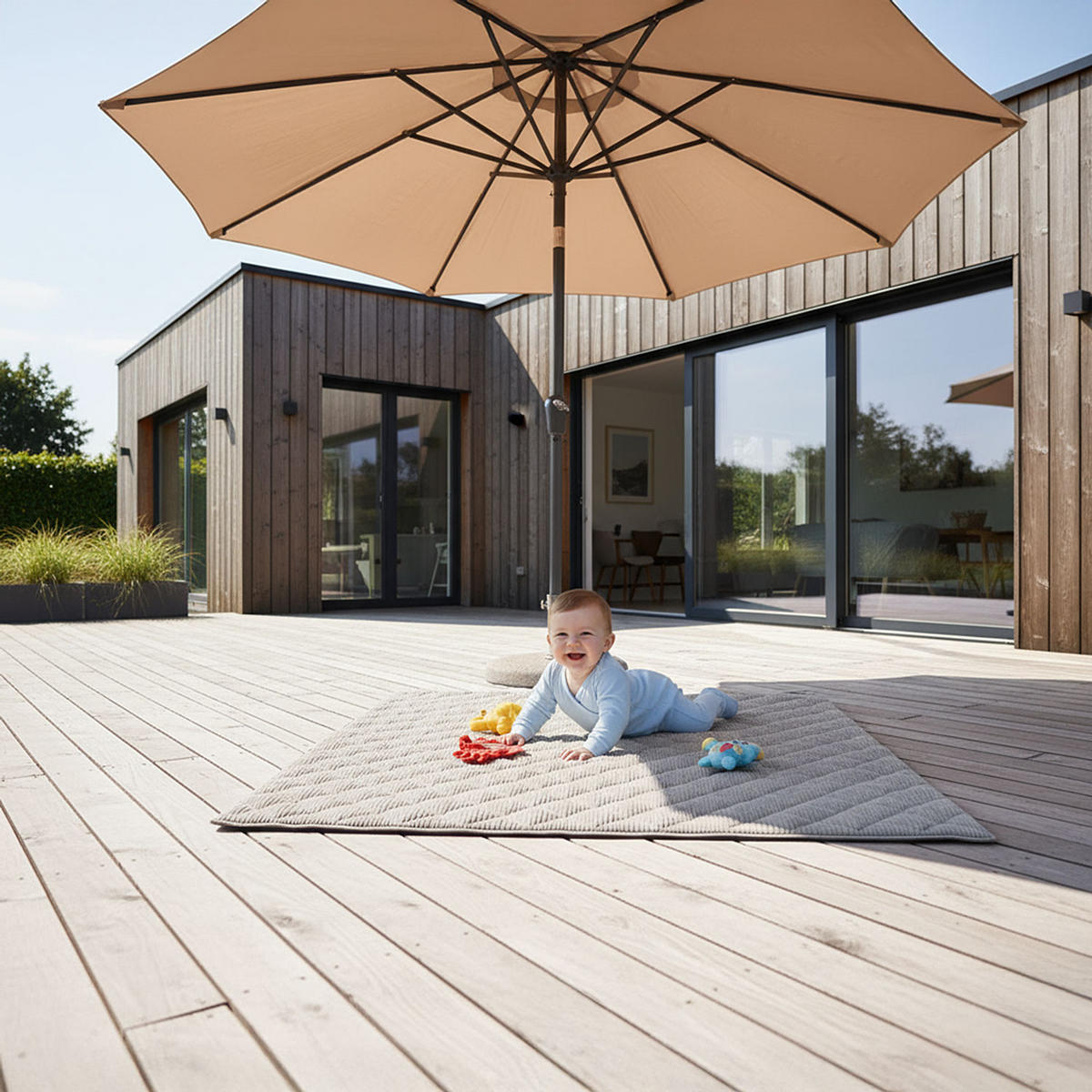 KRABBELDECKE Soft-Cord 120x120cm - Beige, Textil (120/120cm) - Sanosoft