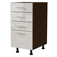 SCHUBLADENUNTERSCHRANK Brerra D4A/40 Korpus lava / Front RAL 9001 creme Hochglanz 40 / 50 / 82 cm - Dunkelgrau/Creme, Holz/Holzwerkstoff (40/82/50cm) - Feldmann-Wohnen