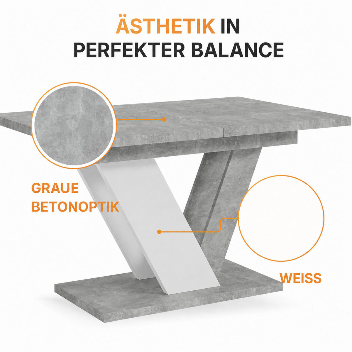 ESSTISCH Ausziehbar 120-160 cm Steingrau - Grau, Holzwerkstoff (160/80/75cm) - Home Collective