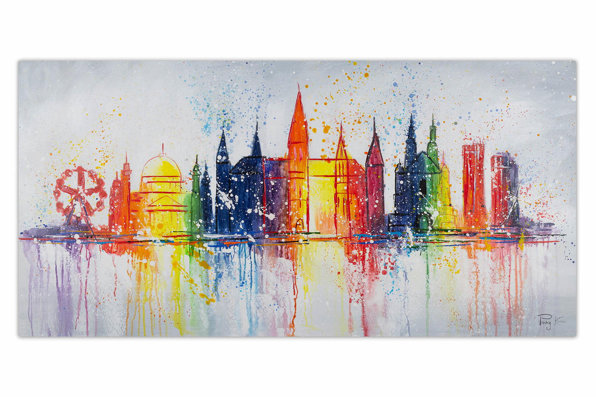 ACRYLBILD HANDGEMALT 120/60 cm - Multicolor/Grau, Holz/Textil (120/60cm) - KUNSTLOFT