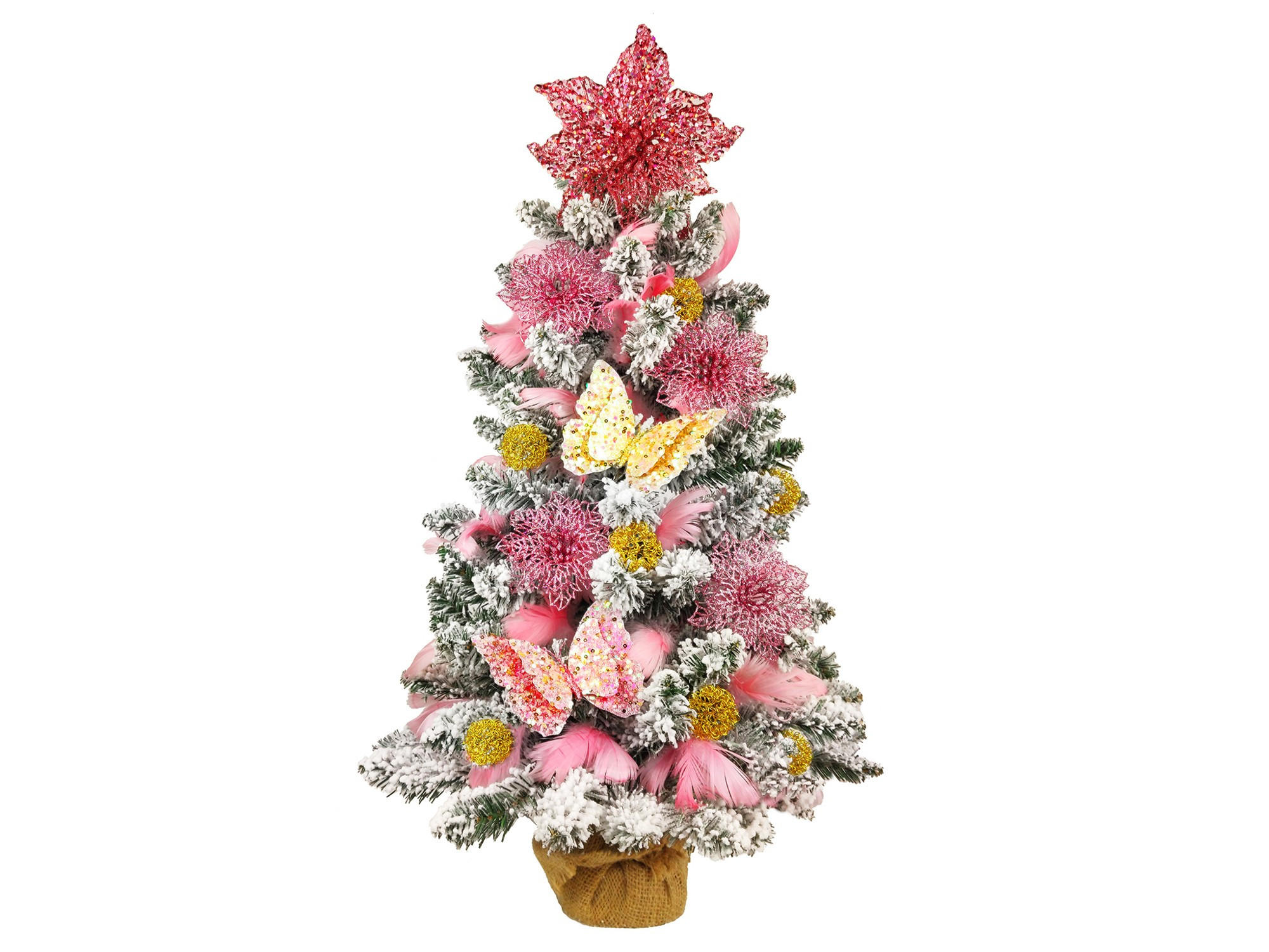 LAALU WEIHNACHTSBAUM geschmückt künstlich CANDY 60 cm mit LED-BELEUCHTUNG IM TOPF - Goldfarben/Creme, Kunststoff (60cm) - LAALU