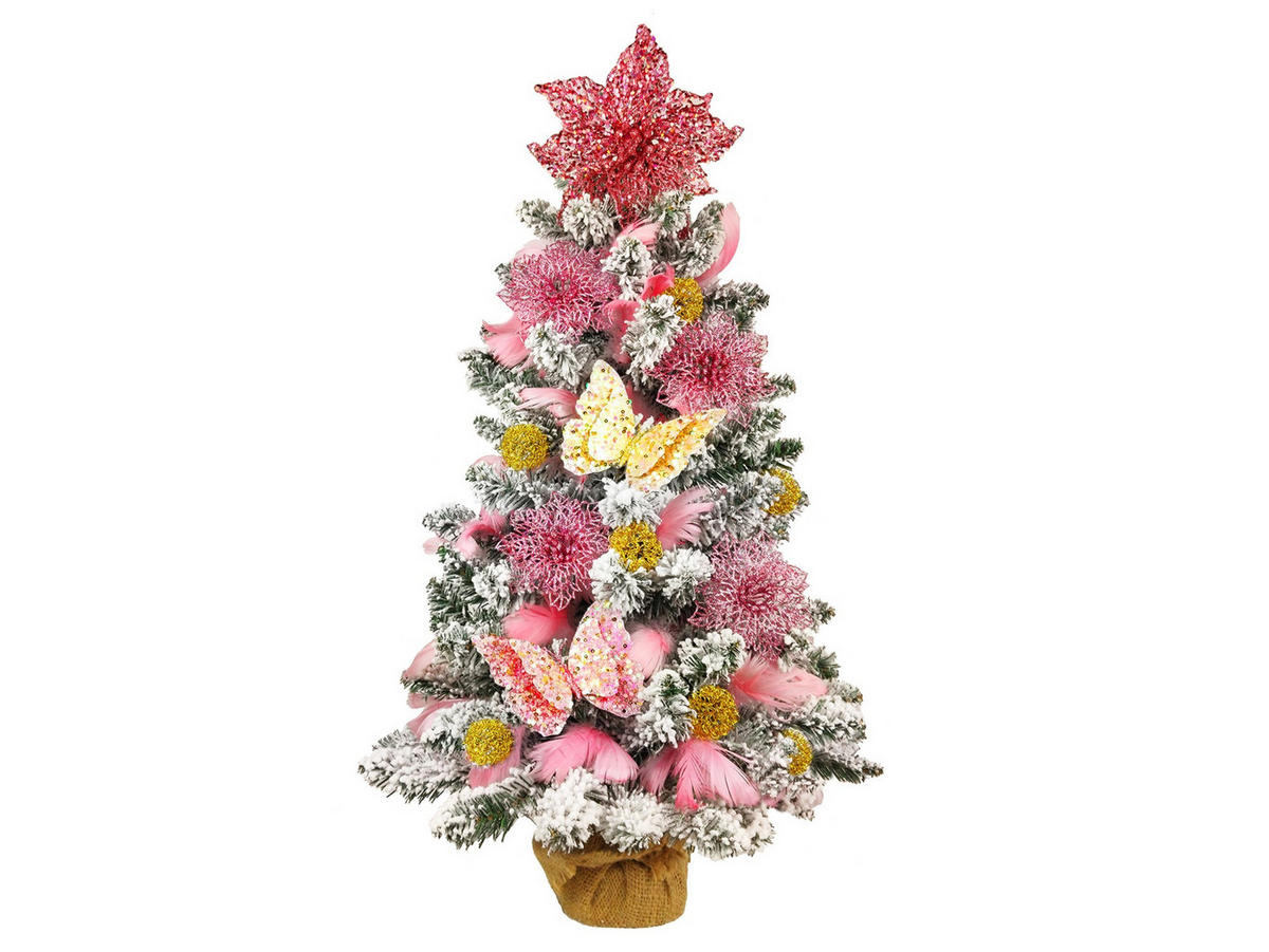 LAALU WEIHNACHTSBAUM geschmückt künstlich CANDY 60 cm mit LED-BELEUCHTUNG IM TOPF - Goldfarben/Creme, Kunststoff (60cm) - LAALU