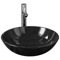 WASCHBECKEN mit Waschtischarmatur Lawler 42/42/13 cm - Schwarz, Keramik (42/13/42cm) - Nettlife