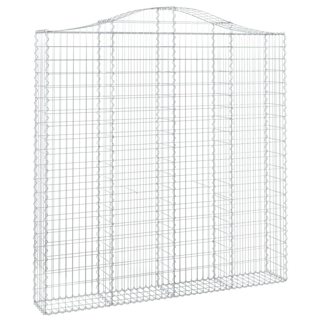 GABIONE Mit Hochbogen 200/30/200/220 Cm Verzinktes Eisen - Silberfarben, Metall (200/220/30cm) - vidaXL