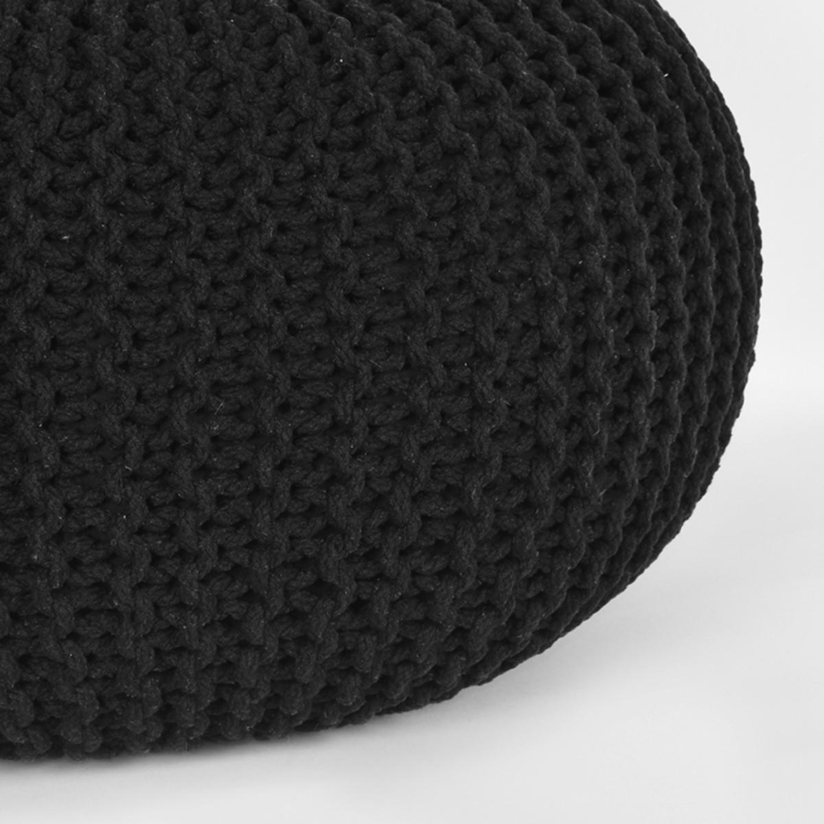POUF gestrickt Schwarz 70/70/35 cm - Schwarz, Textil (70/35/70cm) - LABEL51