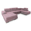 WOHNLANDSCHAFT CASONE R-S Lila Velours-Stoff mit Schlaffunktion - Lila, Holz (345/90/202cm) - MASSENO