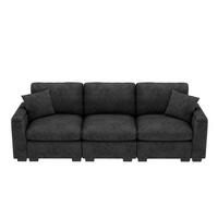 3-SITZER Sofa Chenille mit Klapptisch USB-Anschluss und Stauraum 242/80/88 cm Grau - Grau, Kunststoff/Textil (80/88/242cm) - Redom